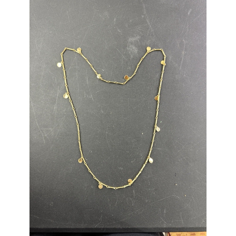 Gold Tone Disc Pendant Chain Necklace Delicate Dainty Everyday Layering